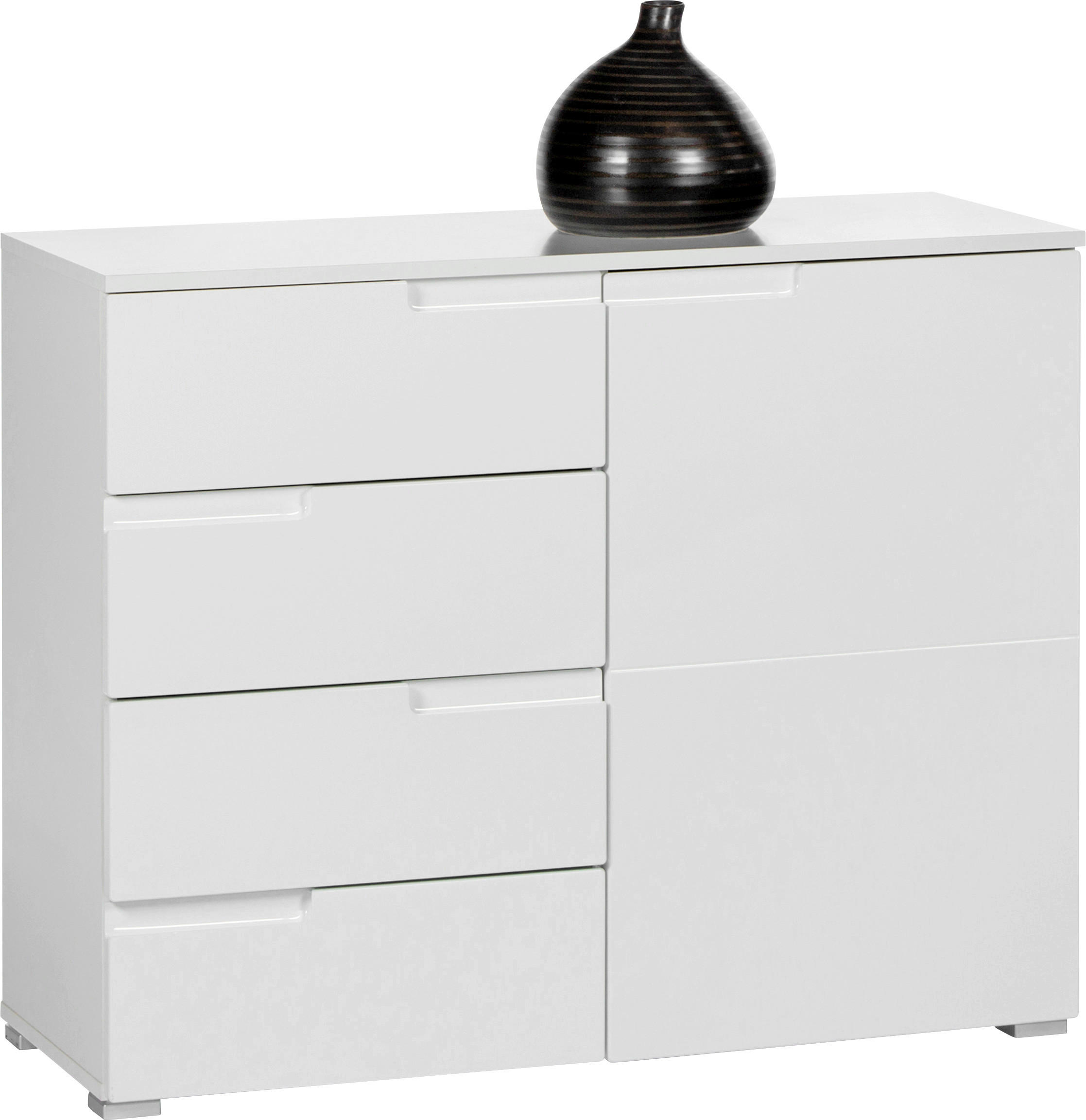 Carryhome Kommode Spice Weiß, Weiß Hochglanz 100x80x40 cm