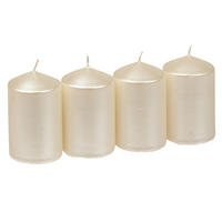 STUMPENKERZENSET - Champagner, KONVENTIONELL, Kunststoff (18,8/7,5cm)