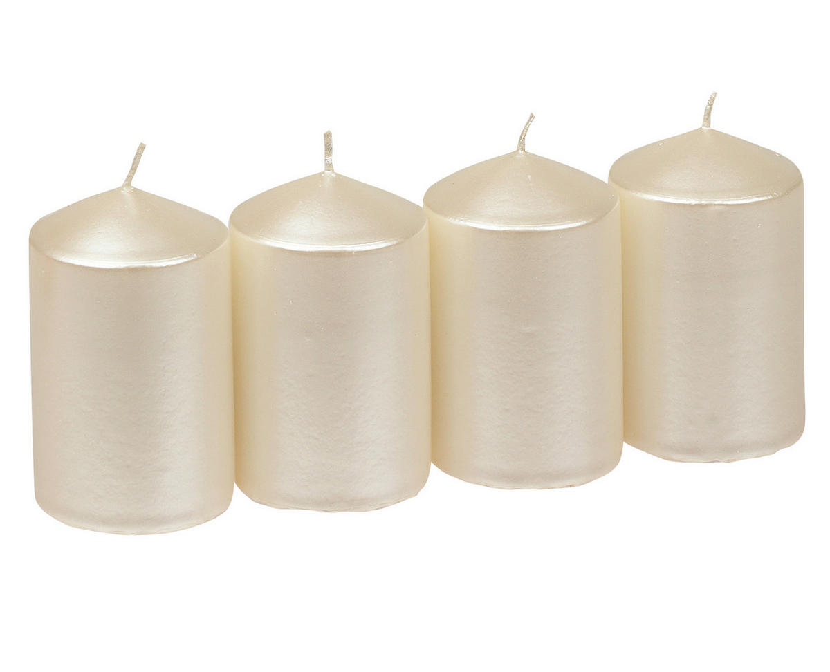 STUMPENKERZENSET - Champagner, KONVENTIONELL, Kunststoff (18,8/7,5cm)