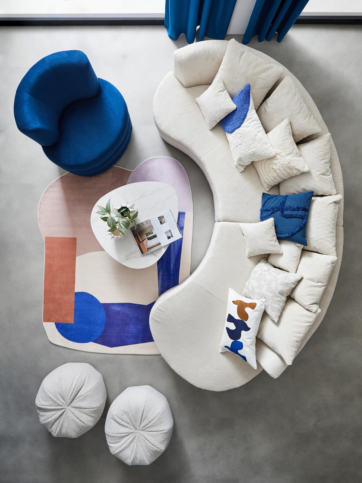 KISSENHÜLLE Boho 40/60 cm  - Blau/Creme, Basics, Textil (40/60cm) - Novel