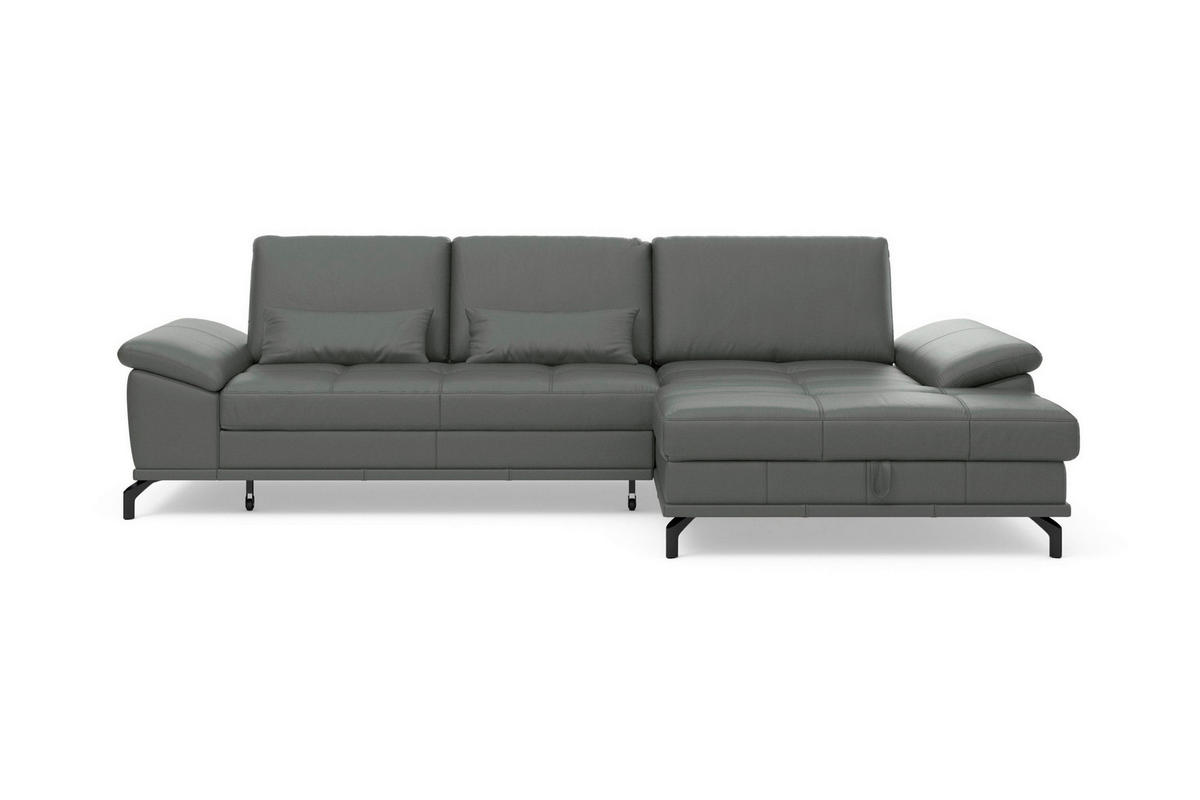 ROHOVÁ SEDAČKA, kůže, antracitová - černá/antracitová, Basics, kov/kůže (301/176cm) - Sit & More