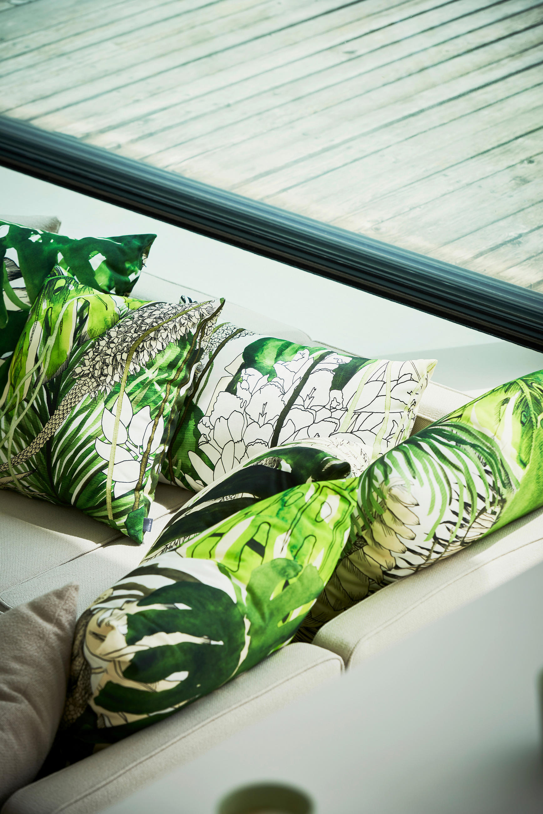 Thumbnail - Jan Kurtz Zierkissen Somnia, Grün, Schwarz, Weiß, Kunststoff, Füllung: Polyester, Silikon, quadratisch, 60x60 cm, pflege...