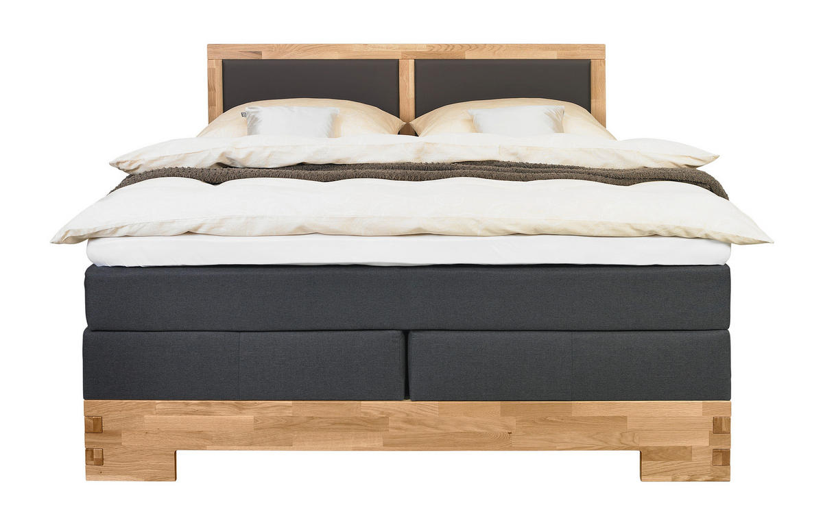 BOXSPRINGBETT 180/200 cm  in Braun, Eichefarben  - Eichefarben/Braun, Design, Holz/Textil (180/200cm) - Linea Natura