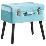 HOCKER Samt Kiefer Blau, Schwarz  - Blau/Schwarz, Trend, Holz/Textil (50/46/35cm) - Xora