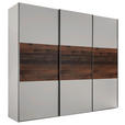 SCHWEBETÜRENSCHRANK  in Braun, Grau  - Alufarben/Braun, Holzwerkstoff/Metall (249/222/68cm) - Moderano