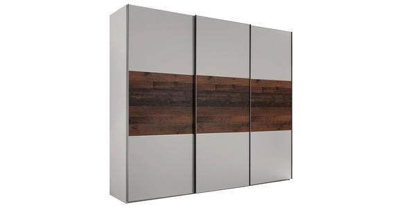 SCHWEBETÜRENSCHRANK in Braun, Grau - Alufarben/Braun, Holzwerkstoff/Metall (249/222/68cm) - Moderano