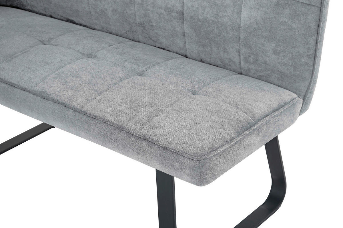 ECKBANK 168/128 cm  in Hellgrau  - Hellgrau/Schwarz, MODERN, Textil/Metall (168/128cm) - MID.YOU