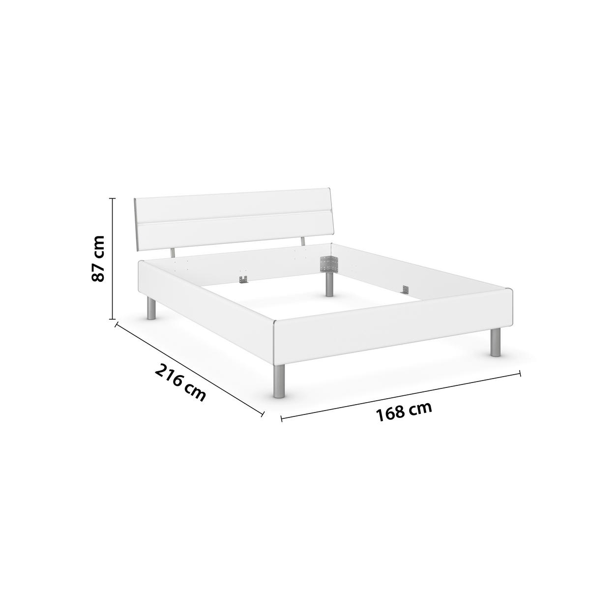 BETT 160/200 cm,  in Weiß,  - Alufarben/Weiß, Design, Metall (160/200cm) - Carryhome
