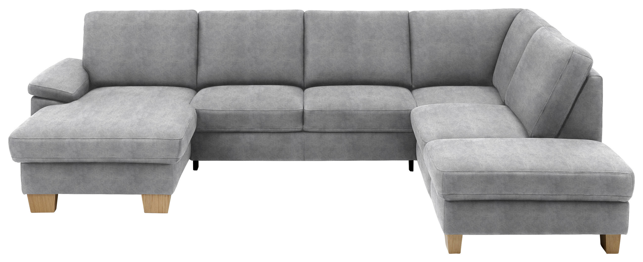 WOHNLANDSCHAFT in Velours Hellgrau  - Eichefarben/Hellgrau, Konventionell, Holz/Textil (167/316/235cm) - Beldomo System