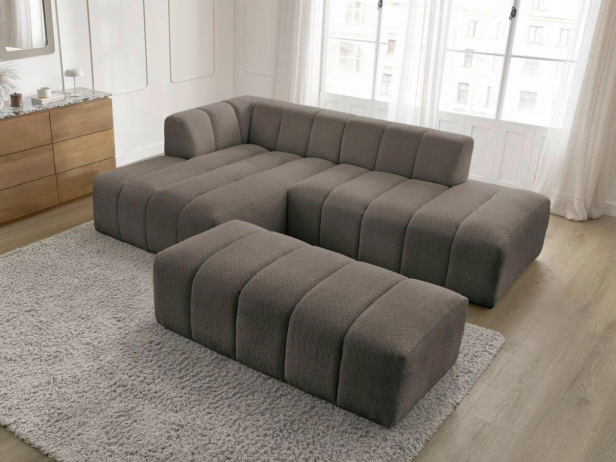 ECKSOFA  ANNECY Taupe Bouclé  - Taupe/Schwarz, MODERN, Kunststoff/Textil (170/262cm)