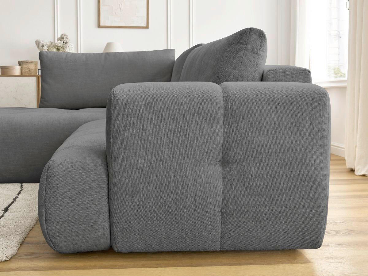 ECKSCHLAFSOFA FUJI Leinenoptik Dunkelgrau  inkl.  - Dunkelgrau/Schwarz, MODERN, Kunststoff/Textil (204/282cm)