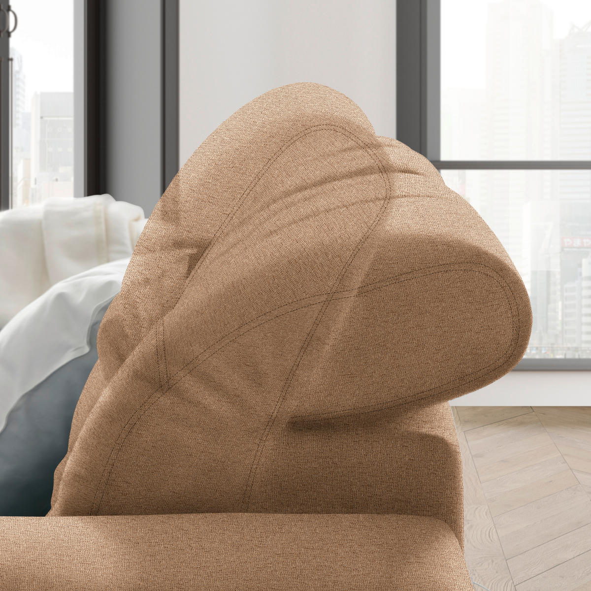 ECKSOFA in Webstoff Braun  260/187 cm  - Chromfarben/Braun, Design, Textil/Metall (260/187cm) - Xora