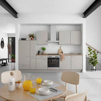 KÜCHENBLOCK Touch 330 cm  in Grau, Eiche dunkel  - Eiche dunkel/Edelstahlfarben, MODERN, Holzwerkstoff/Metall (330cm) - Nobilia