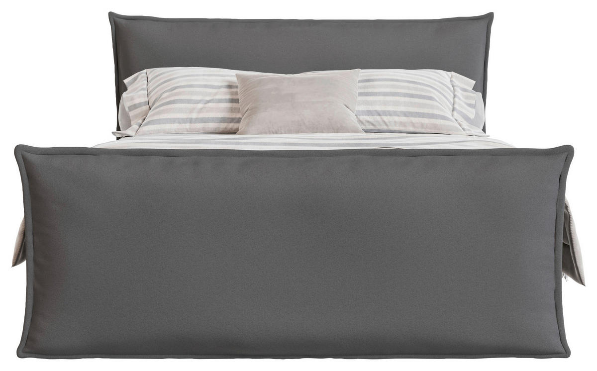 BOXSPRINGBETT 160/200 cm  in Silberfarben  - Silberfarben/Schwarz, MODERN, Textil (160/200cm) - MID.YOU