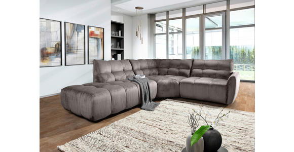 ECKSOFA Grau Flachgewebe  - Schwarz/Grau, MODERN, Kunststoff/Textil (275/235cm) - Landscape
