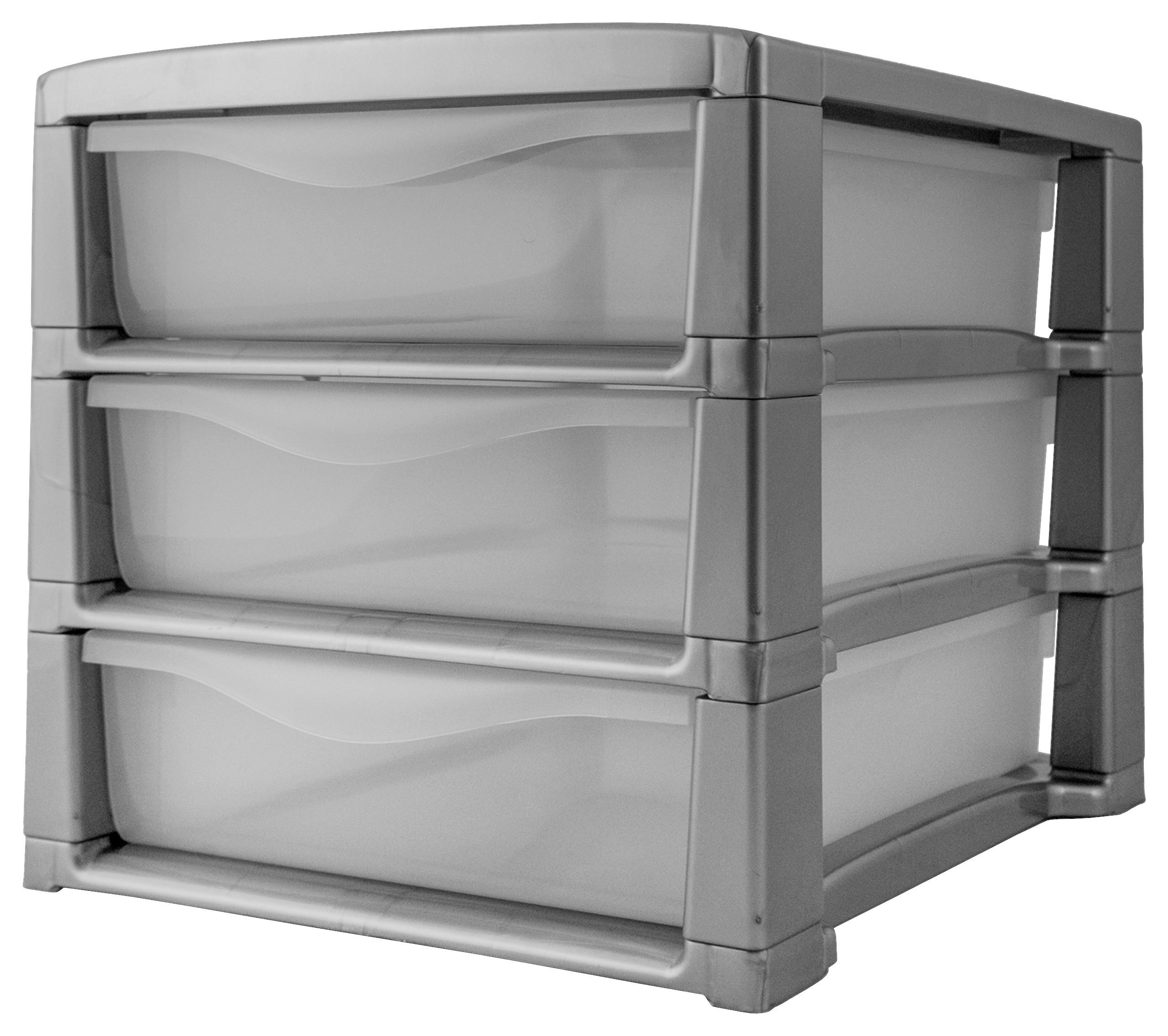 Schubladenbox Office 3 Grau Kunststoff 3 Laden