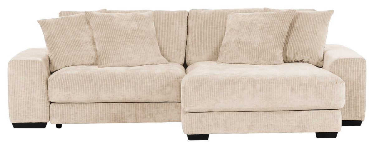 ECKSOFA in Flachgewebe Beige  - Beige/Schwarz, Konventionell, Holz/Textil (280/190cm) - Carryhome