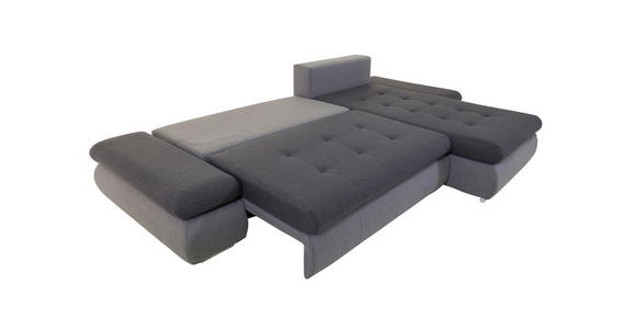 ECKSOFA in Webstoff Anthrazit, Dunkelblau  - Chromfarben/Anthrazit, Design, Kunststoff/Textil (302/187cm) - Carryhome