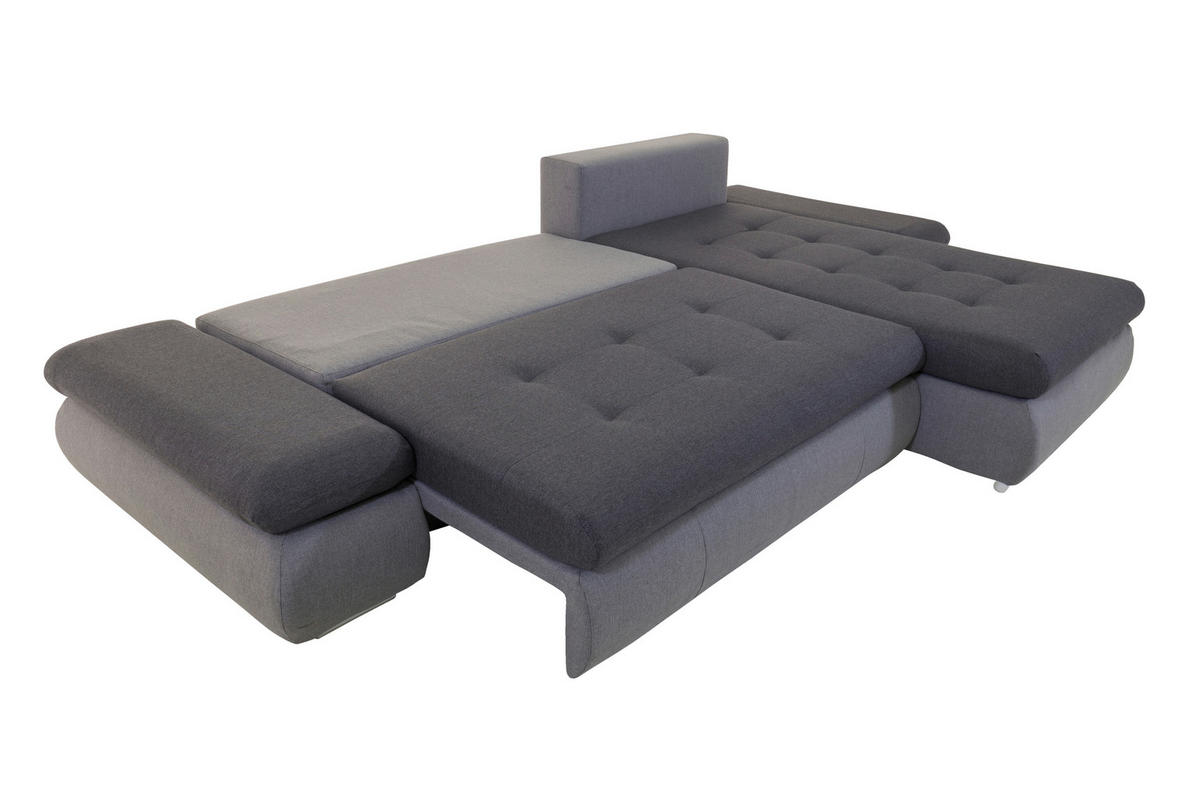 ECKSOFA in Webstoff Hellgrau, Anthrazit  - Chromfarben/Anthrazit, Design, Kunststoff/Textil (302/187cm) - Carryhome