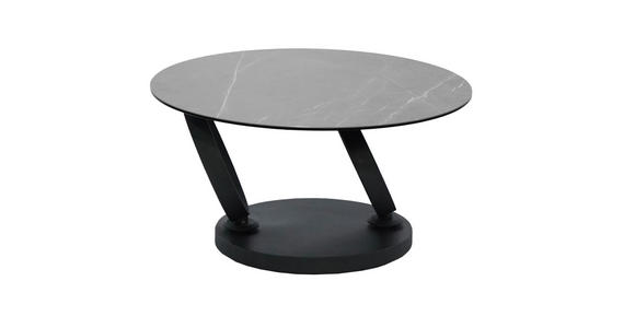 COUCHTISCH in Metall, Glas, Keramik 80-133,5/80/43 cm  - Schwarz/Grau, Design, Glas/Keramik (80-133,5/80/43cm) - Dieter Knoll