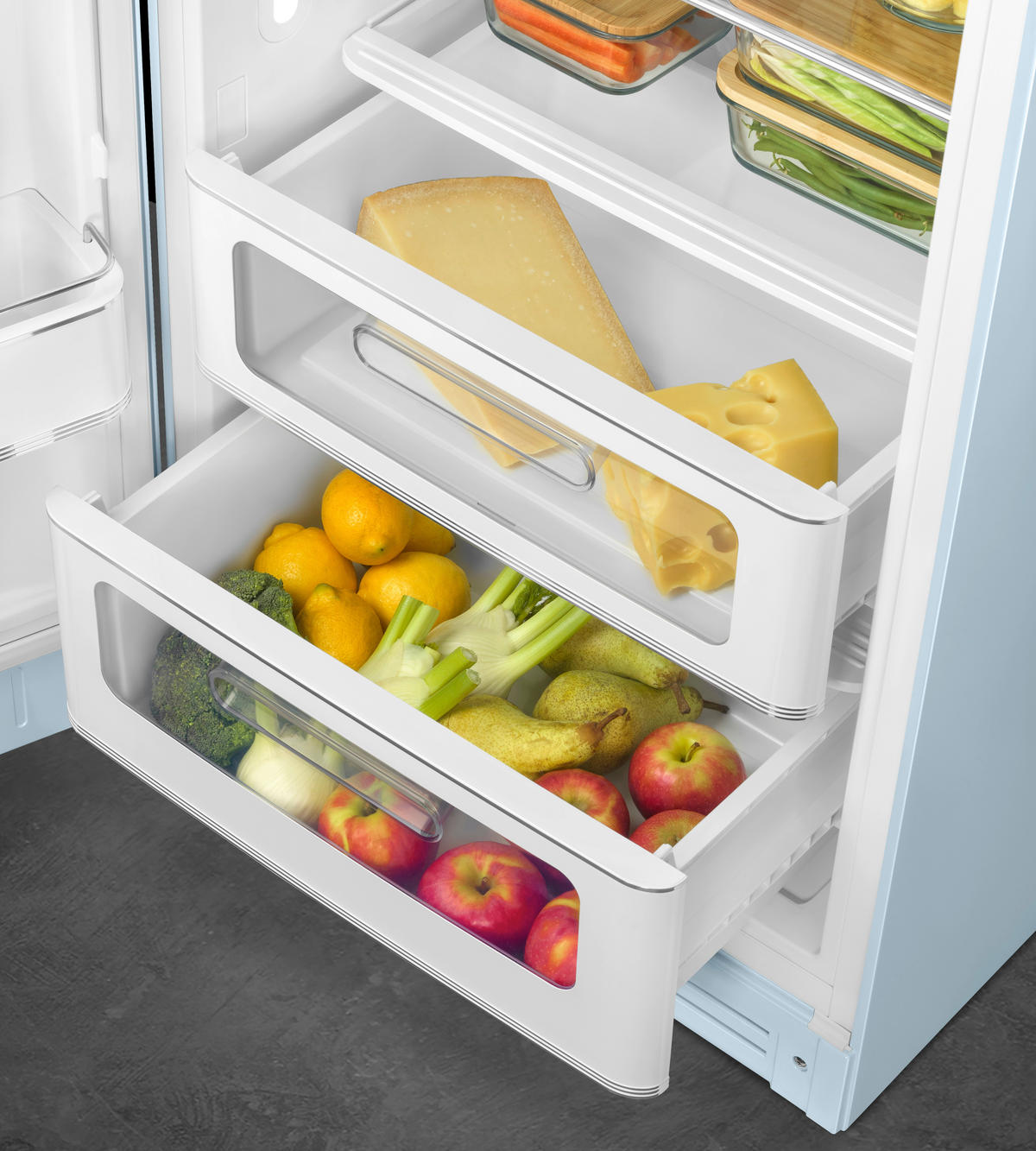 KÜHLSCHRANK 60/150/72,8 cm FAB28LPB6  - Pastellblau, Basics, Glas/Metall (60/150/72,8cm) - SMEG