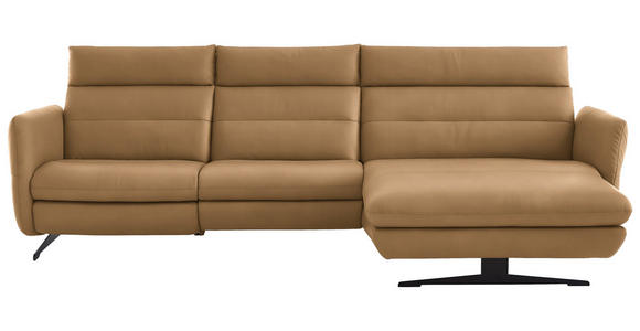 ECKSOFA in Echtleder Honig  300/157 cm  - Schwarz/Honig, Design, Leder/Metall (300/157cm) - Dieter Knoll
