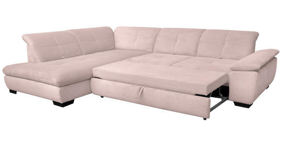 ECKSOFA in Cord Hellrosa 242/313 cm - Hellrosa/Schwarz, Design, Textil/Metall (242/313cm) - Xora