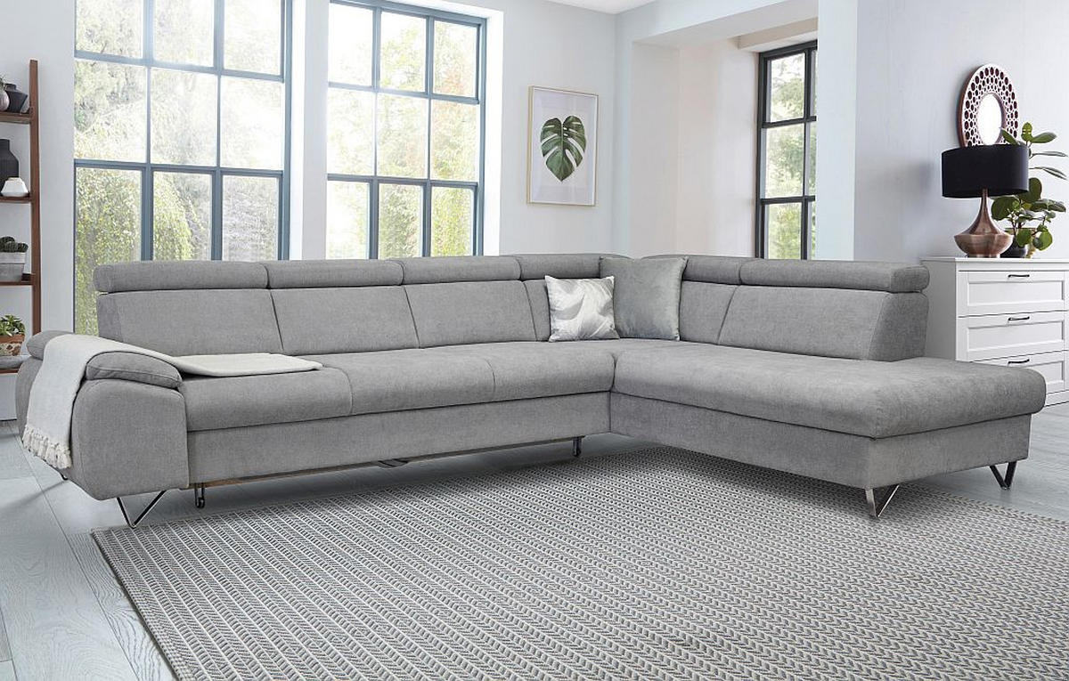 KUTNA GARNITURA drvo, metal, drvni materijal, tekstil  siva   - siva/boje kroma, Moderno, drvni materijal/drvo (315/232cm) - Hom`in