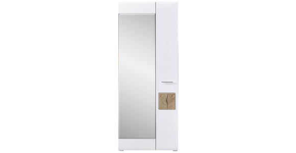 GARDEROBENSCHRANK  in 80/201/37 cm  - Eichefarben/Silberfarben, KONVENTIONELL, Glas/Holzwerkstoff (80/201/37cm) - Voleo
