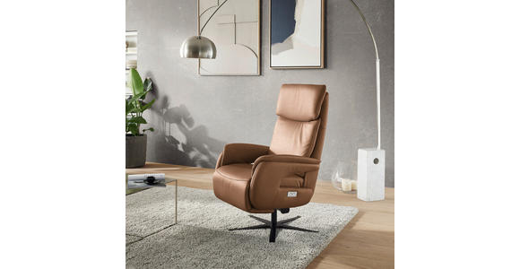 RELAXSESSEL in Textil Hellbraun - Hellbraun/Schwarz, Design, Textil/Metall (70/117/85cm) - Dieter Knoll