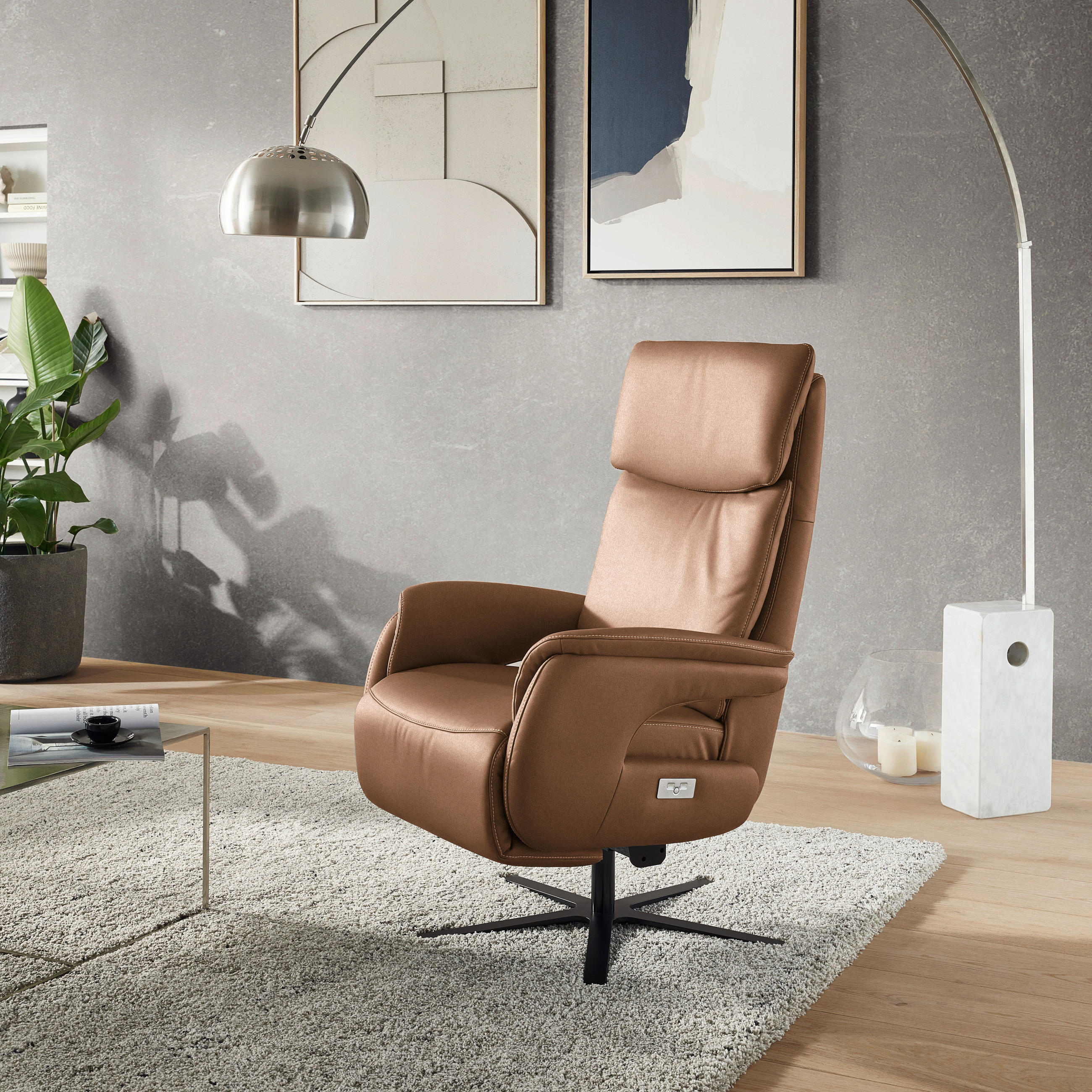 RELAXSESSEL in Textil Hellbraun  - Hellbraun/Schwarz, Design, Textil/Metall (70/117/85cm) - Dieter Knoll