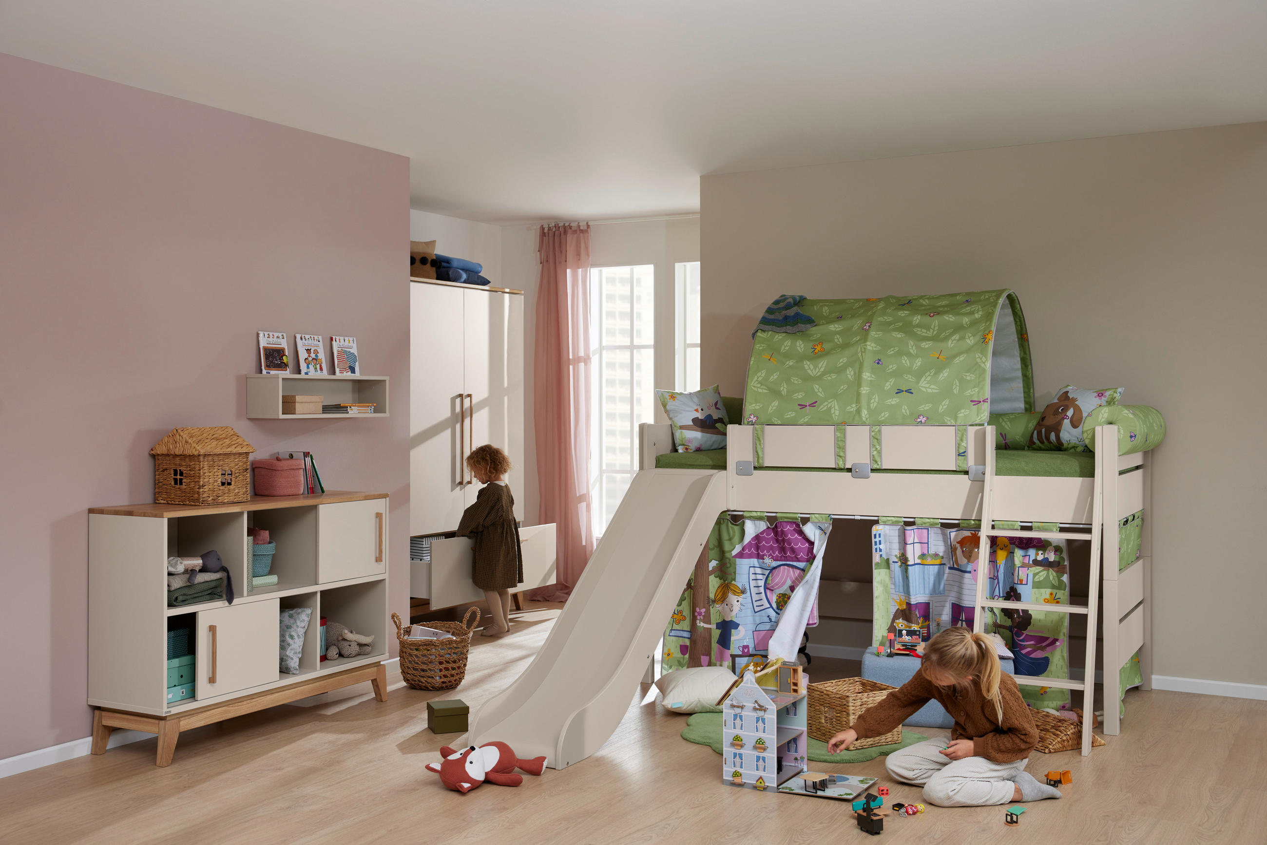 SPIELBETT Absturzsicherung, Leiter, Rutsche 90/200 cm  in Beige  - Beige, KONVENTIONELL, Holzwerkstoff (90/200cm) - Paidi