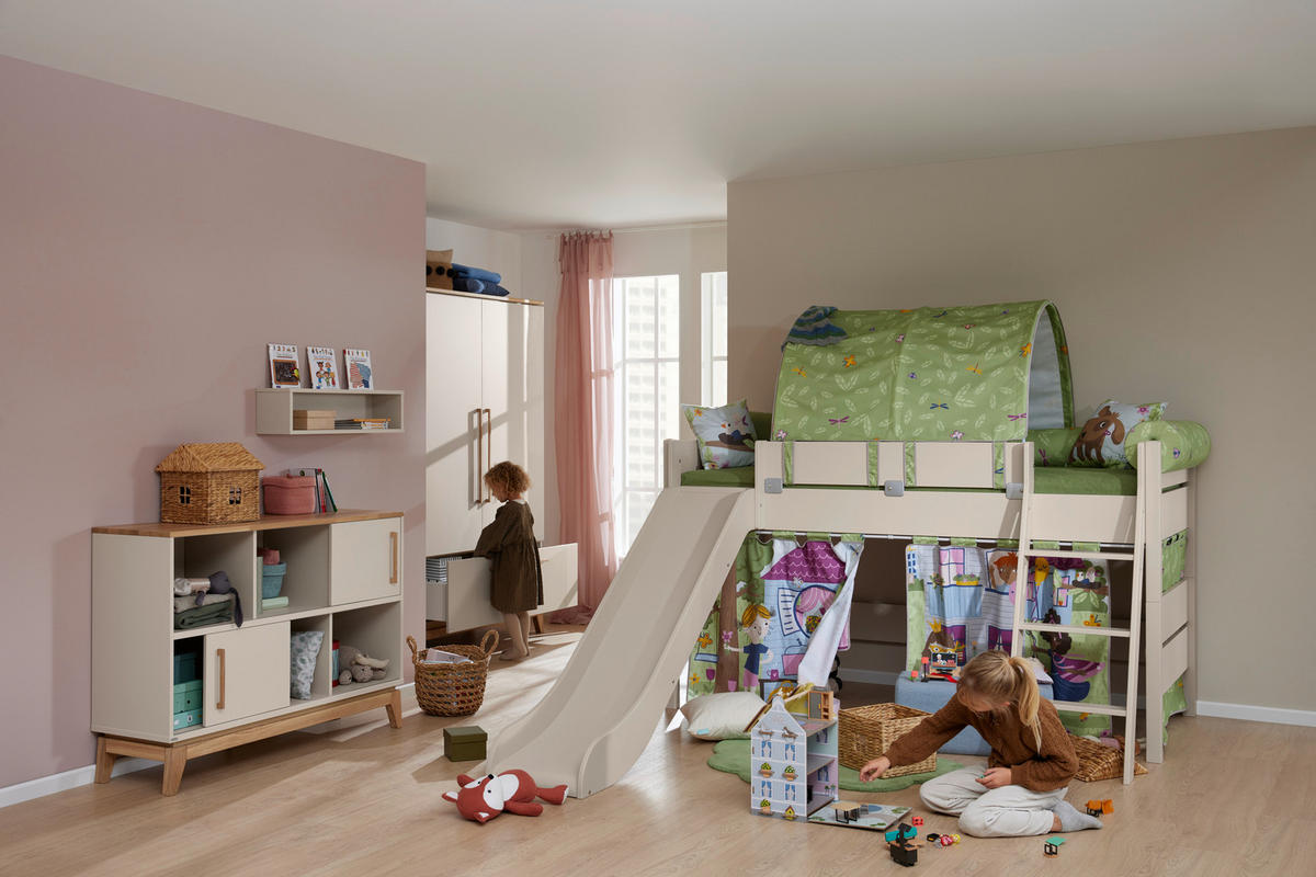 SPIELBETT Absturzsicherung, Leiter, Rutsche 90/200 cm  in Beige  - Beige, KONVENTIONELL, Holzwerkstoff (90/200cm) - Paidi
