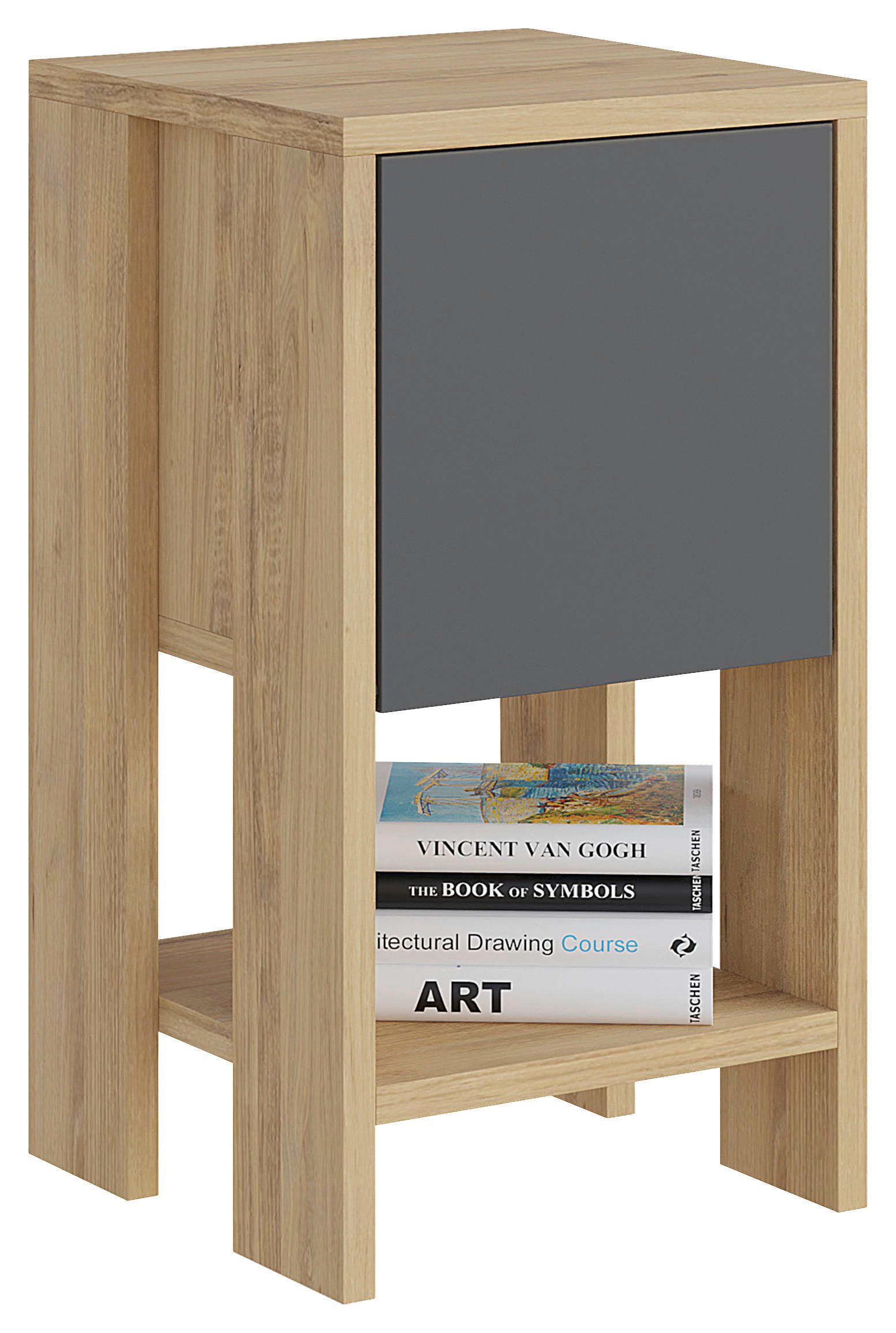 E-shop Livetastic NOČNÁ SKRINKA, grafitová, farba duba, 30/55/30 cm