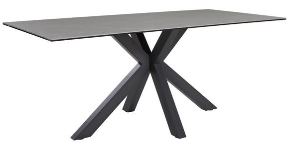 ESSTISCH in Metall, Glas, Keramik 180/90/76 cm - Schwarz/Grau, Design, Glas/Keramik (180/90/76cm) - Novel
