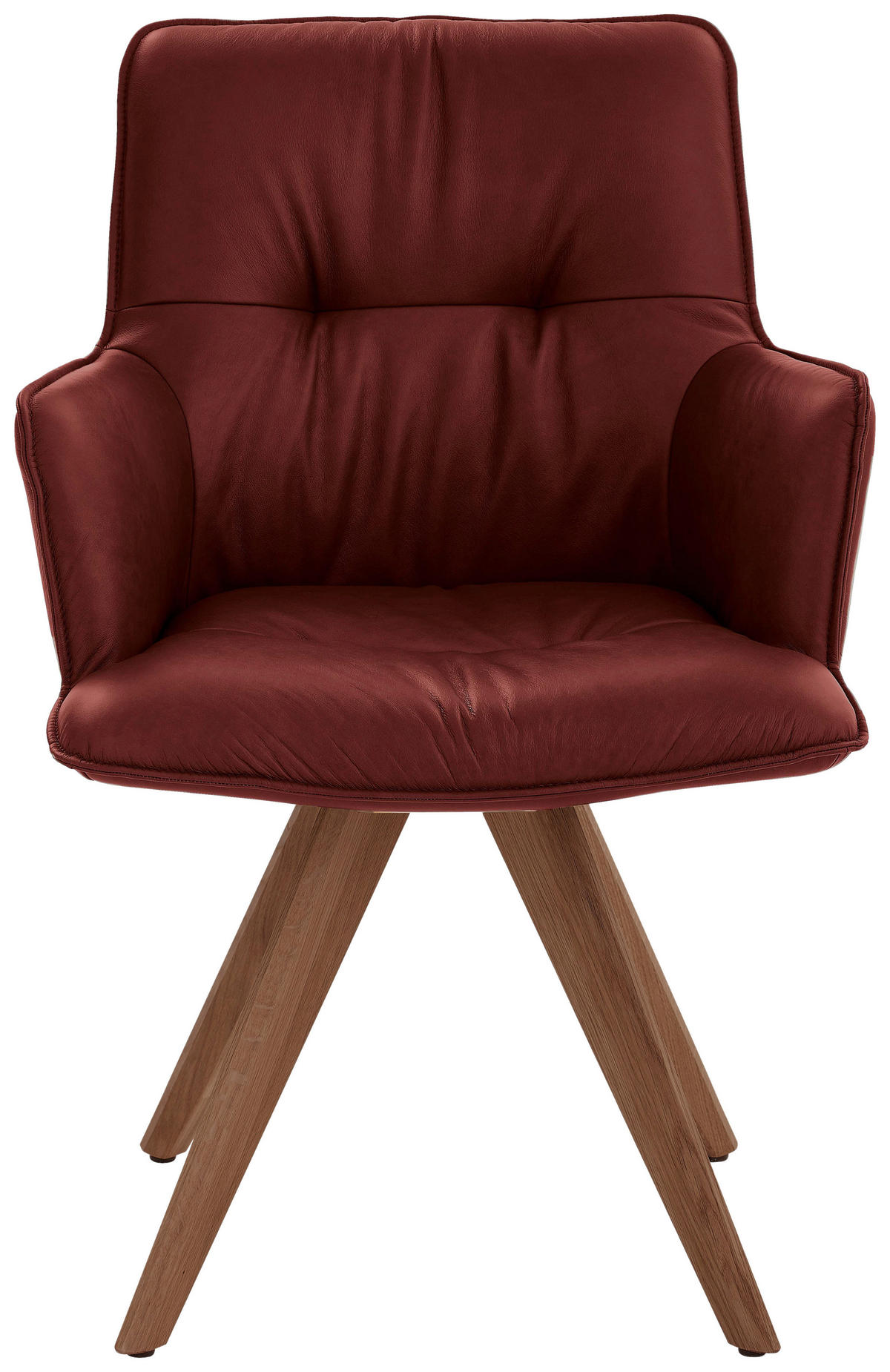 ARMLEHNSTUHL  in Echtleder pigmentiert  - Bordeaux/Nussbaumfarben, Design, Leder/Holz (59/89/63cm) - Dieter Knoll