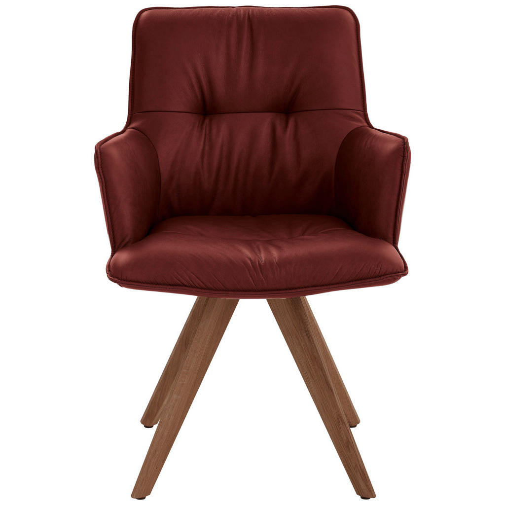 Thumbnail - Dieter Knoll Armlehnstuhl, Nussbaum, Bordeaux, Holz, Leder, Echtleder, Rindleder, Nussbaum, massiv, Stativgestell, 59x89...