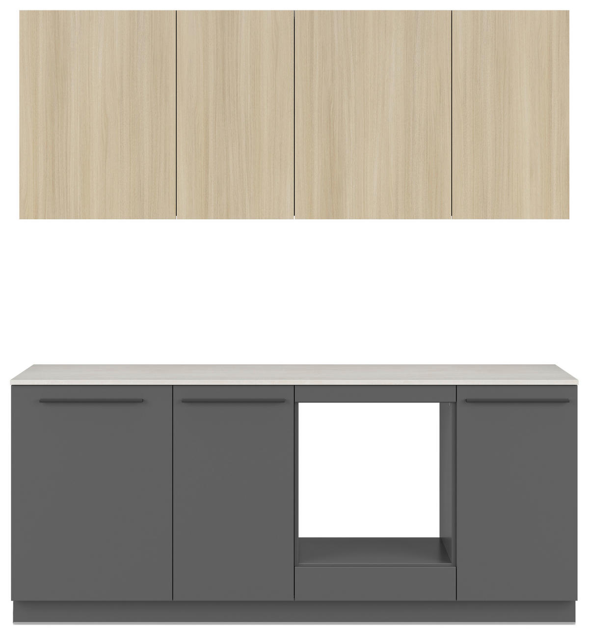 KÜCHENBLOCK 210 cm   in Grau, Eichefarben  - Eichefarben/Schwarz, Basics, Holzwerkstoff/Kunststoff (210cm) - Visiona