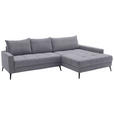 ECKSOFA  in Cord Grau  280/173 cm  - Schwarz/Grau, KONVENTIONELL, Textil/Metall (280/173cm) - Hom`in