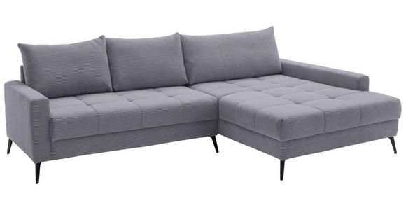 ECKSOFA  in Cord Grau  280/173 cm  - Schwarz/Grau, KONVENTIONELL, Textil/Metall (280/173cm) - Hom`in