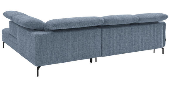 ECKSOFA in Flachgewebe Blau 299-313/233 cm - Blau/Schwarz, Design, Textil/Metall (299-313/233cm) - Dieter Knoll
