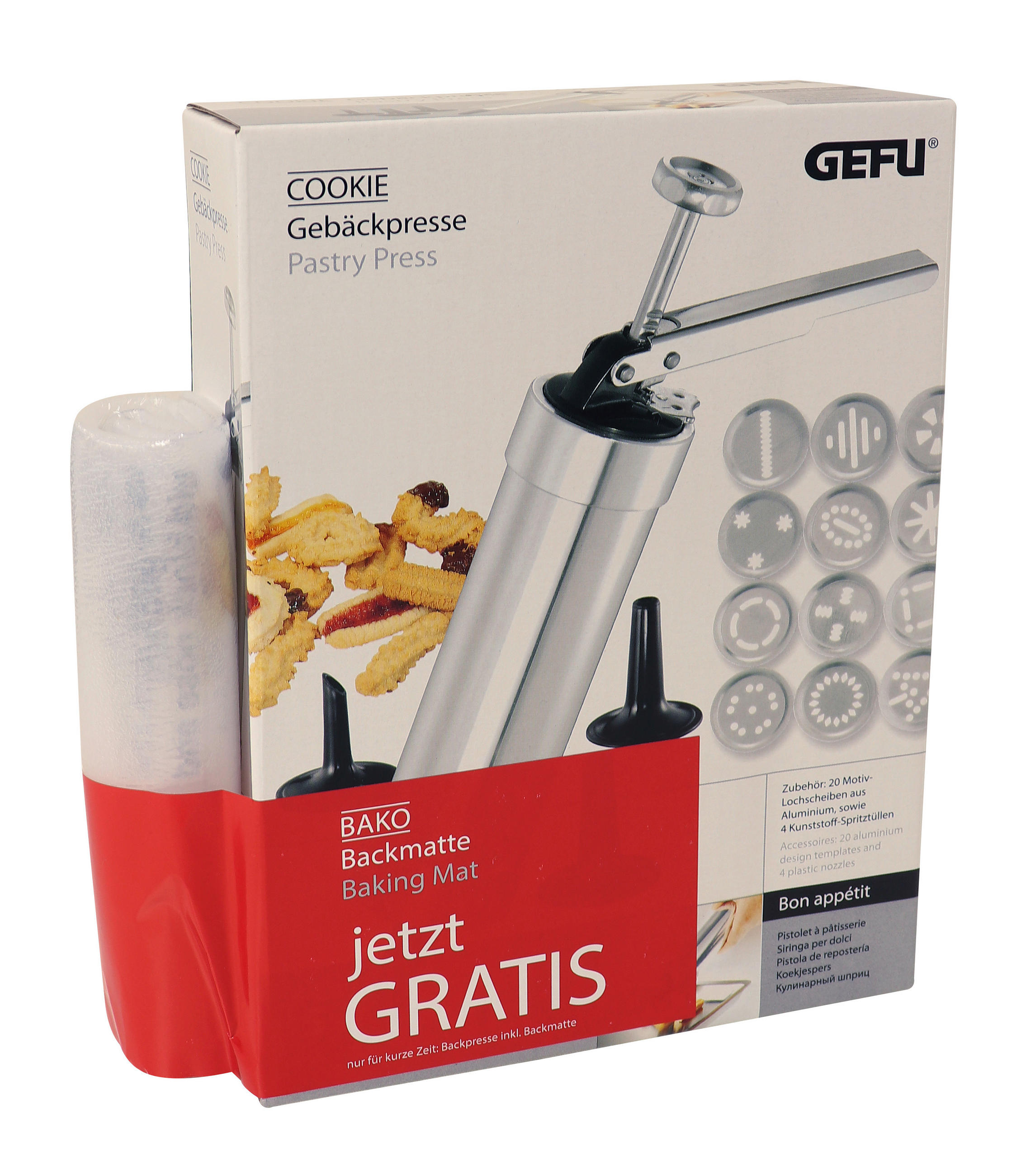 PREŠA ZA KOLAČIĆE COOKIE  - srebrne boje/prozirno, Basics, metal/plastika (16/5,4/21cm) - Gefu