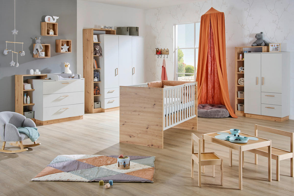 BABYREGAL Leo  - Eichefarben/Schwarz, Trend, Holzwerkstoff/Kunststoff (77/209/40cm) - Jimmylee