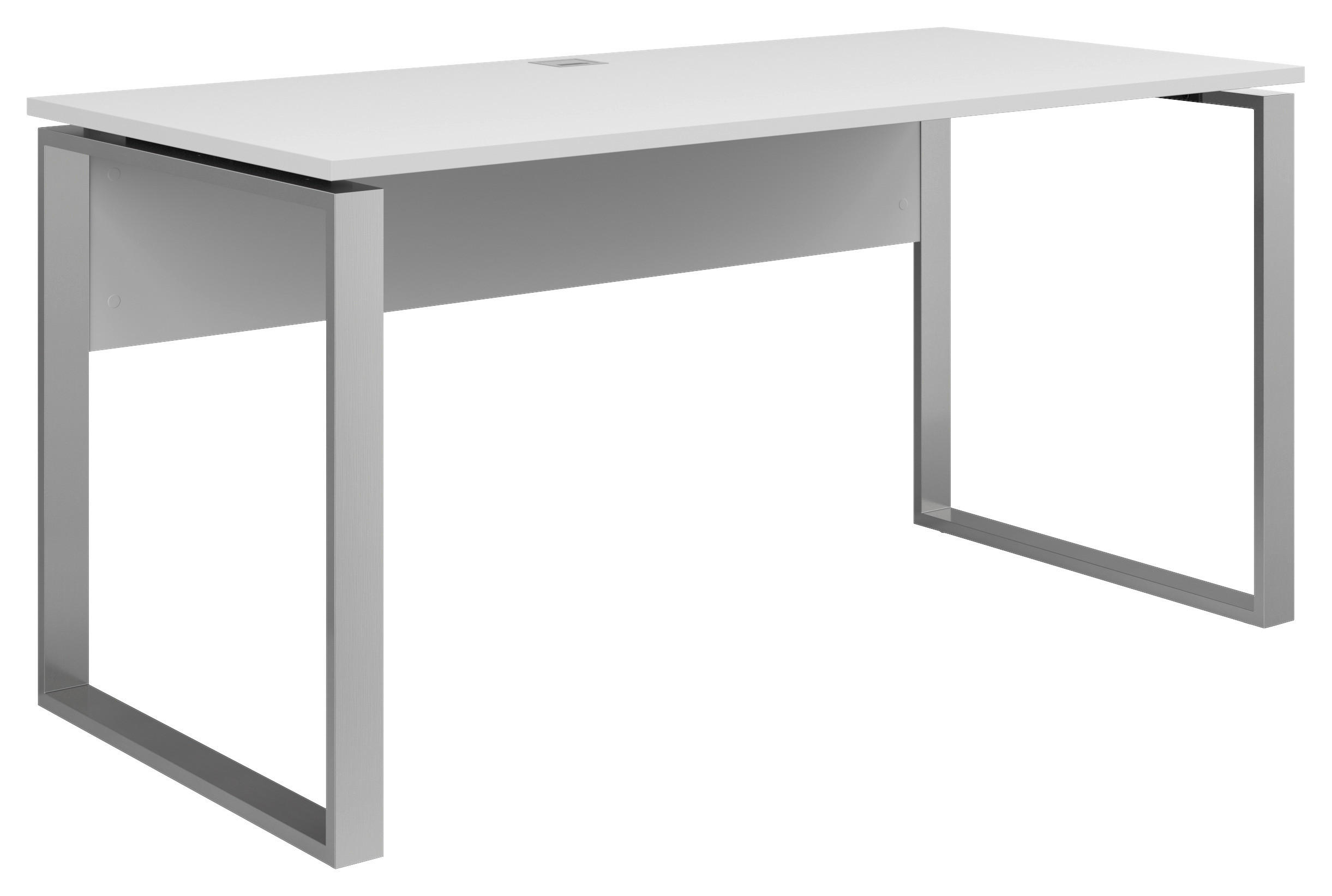 SCHREIBTISCH 150/76/77 cm in Weiß - Weiß, KONVENTIONELL, Holzwerkstoff/Metall (150/76/77cm) - Voleo