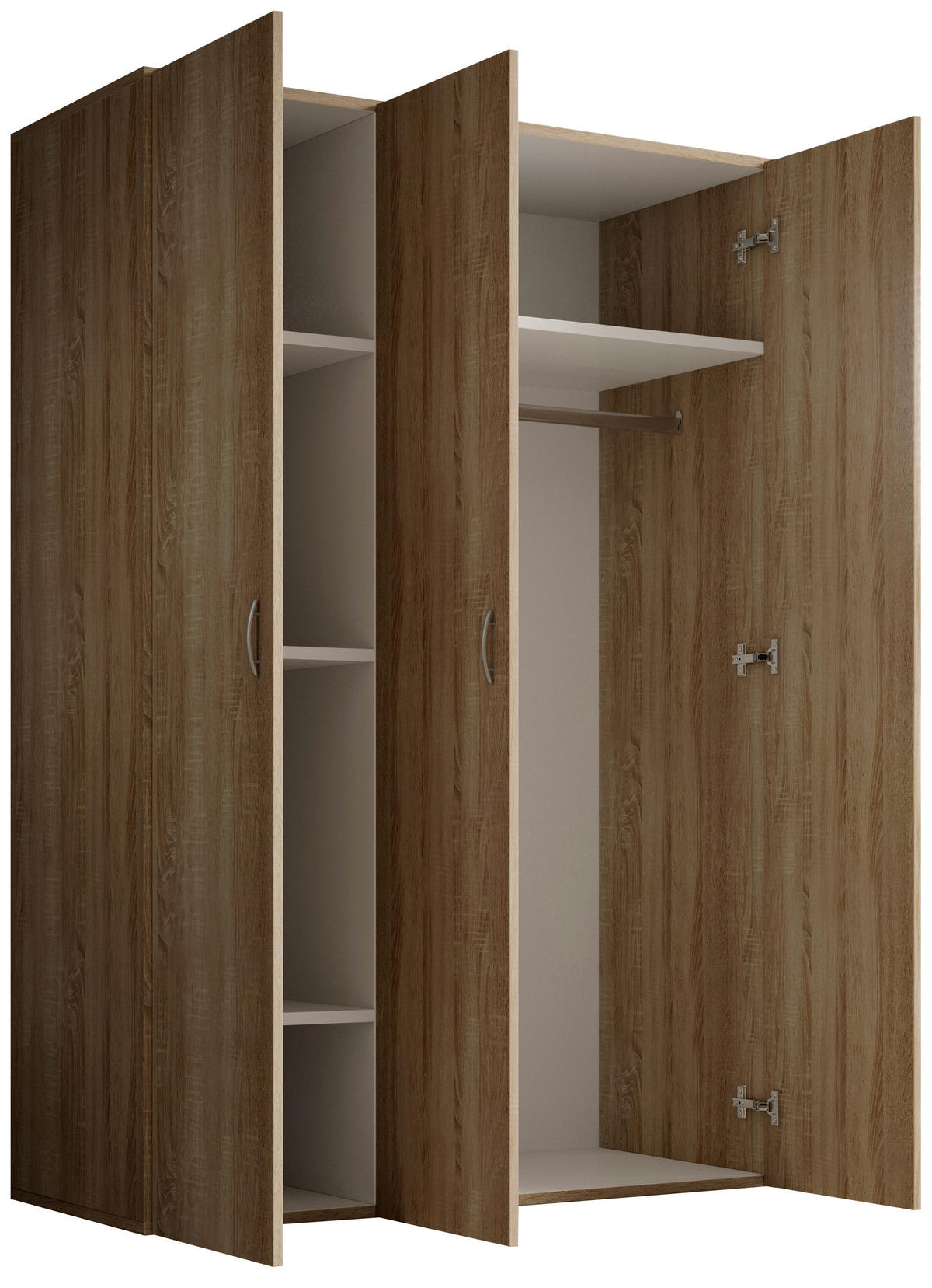DREHTÜRENSCHRANK 121/176/51 cm 3-türig Sonoma Eiche  - Alufarben/Sonoma Eiche, KONVENTIONELL, Holzwerkstoff/Kunststoff (121/176/51cm) - Boxxx