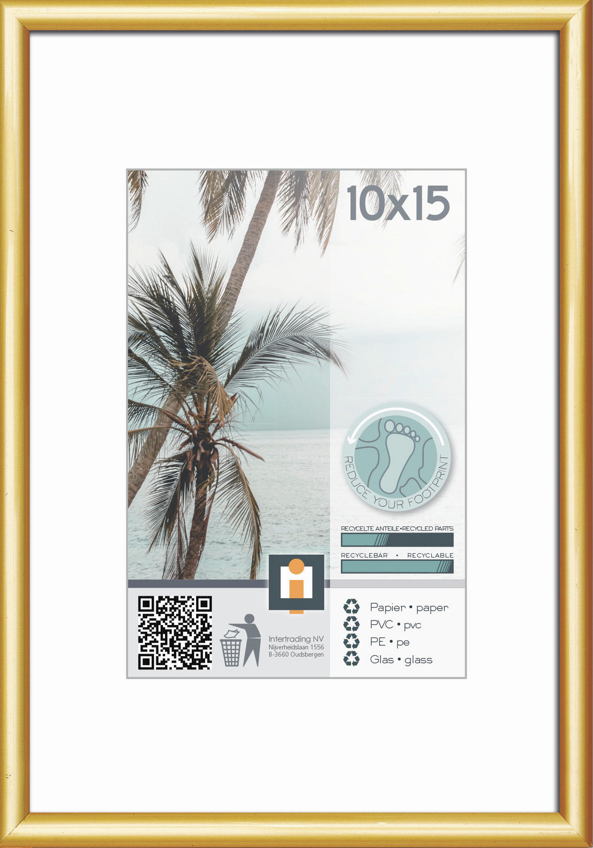 KÉPKERET 10/15 cm  - aranyszínű, Basics, műanyag/Üveg (10/15cm)