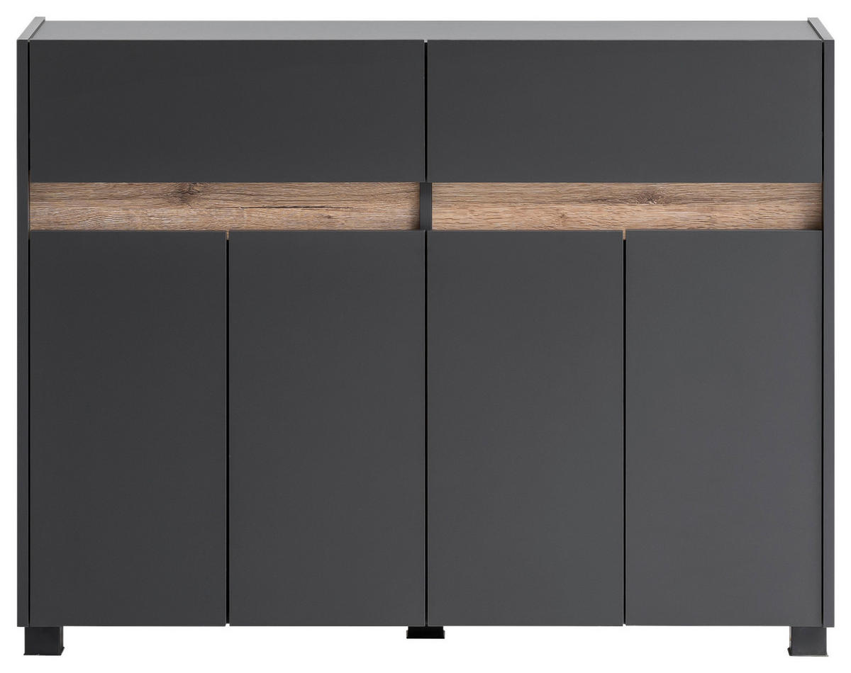 KOMMODE  in 112,2/84,4/33 cm  - Anthrazit/Silberfarben, Design, Holzwerkstoff/Kunststoff (112,2/84,4/33cm) - MID.YOU