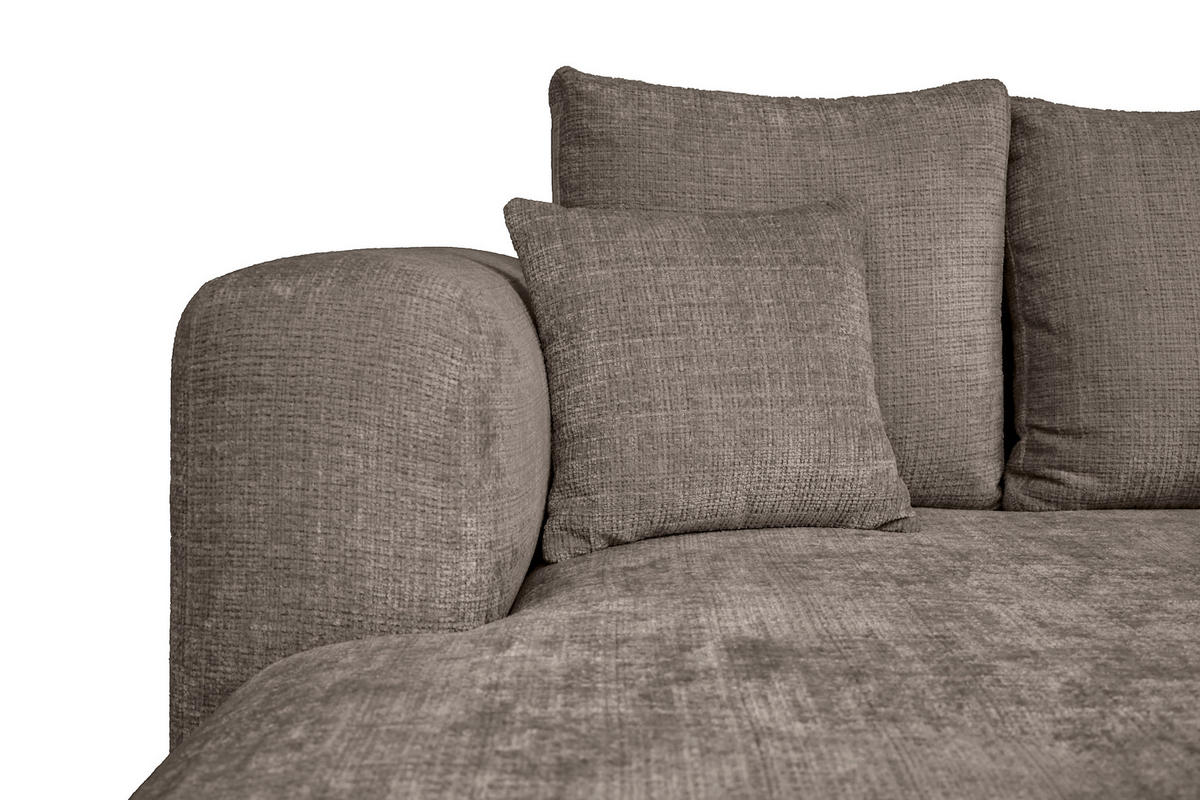 ECKSOFA Taupe Chenille Zierkissen, Rückenkissen, Rücken echt  - Taupe/Schwarz, MODERN, Kunststoff/Textil (188/276cm) - Milino