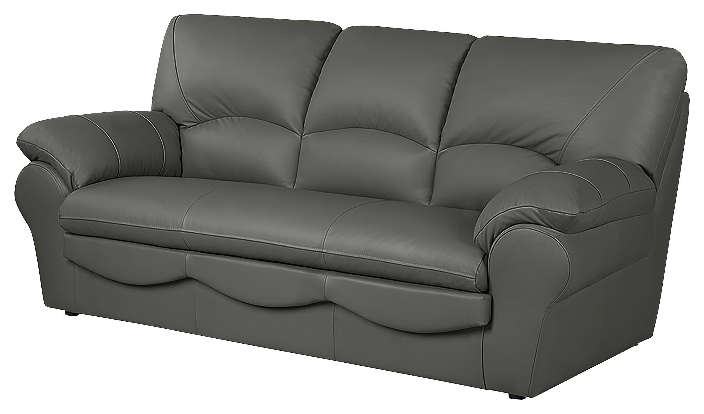 3-SITZER-SOFA in Echtleder Anthrazit - Anthrazit/Schwarz, Design, Leder/Kunststoff (205/92/85cm) - Livetastic