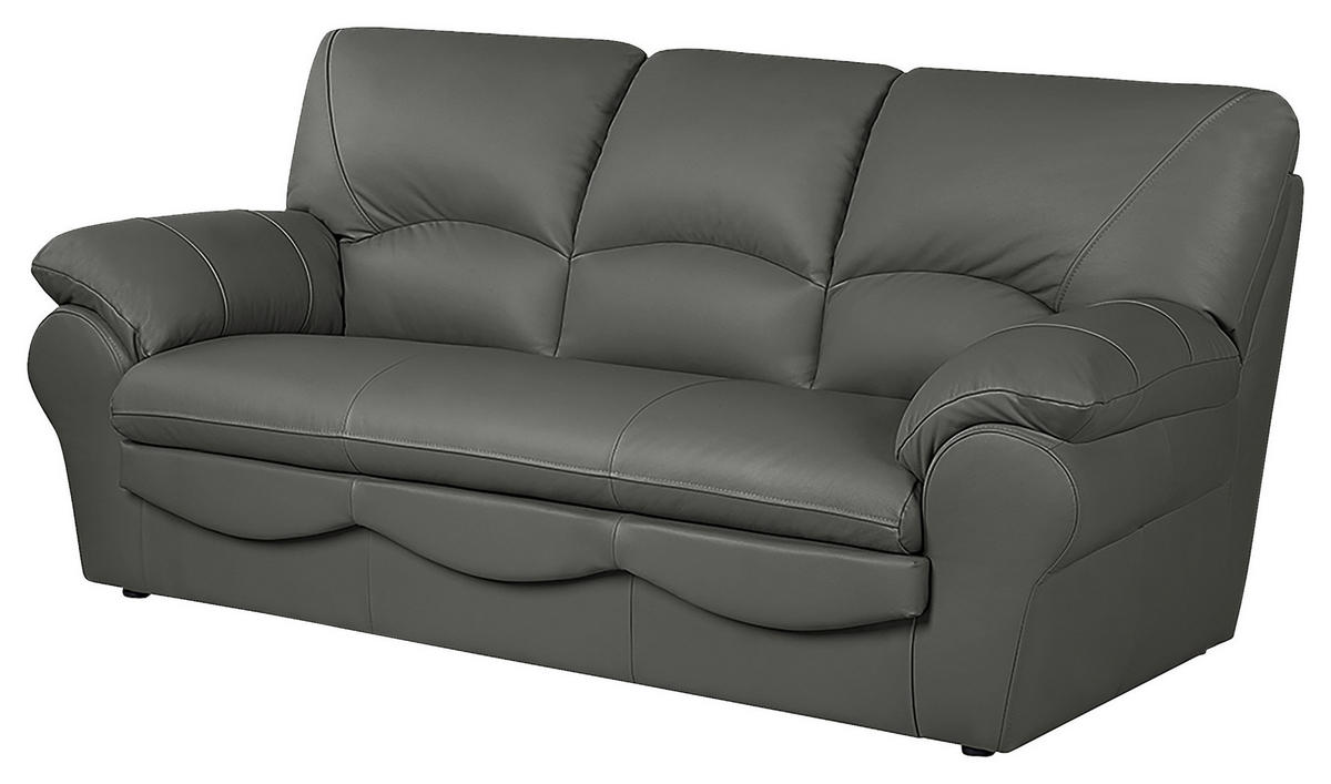 3-SITZER-SOFA in Echtleder Anthrazit  - Anthrazit/Schwarz, Design, Leder/Kunststoff (205/92/85cm) - Livetastic